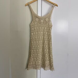 L'affaire Ivory Midi Crochet Tank Dress sz Med